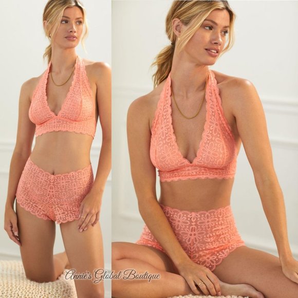 NWT, Anthropologie Sugared Peach Lace High-Waisted Briefs - Picture 15 of 16